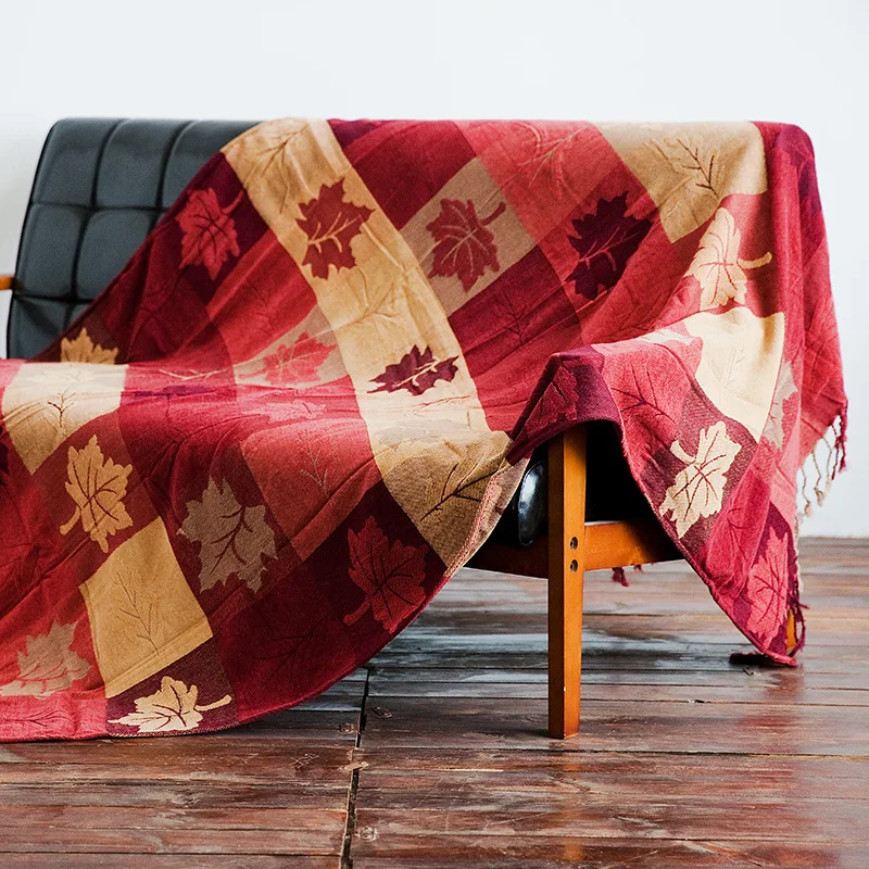 

Bohemian Maple Leaf Furniture Sofa Covers for Living Room Sofa Towel for Armchair Knitted Plaid Throw Blanket Bedding Tablecloth