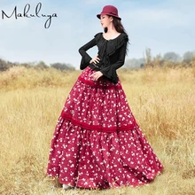 Makuluya женские богемные шикарные сельские длинные юбки для девочек с цветочным принтом хлопок цветок Весна Осень Зима Лето Женский L6