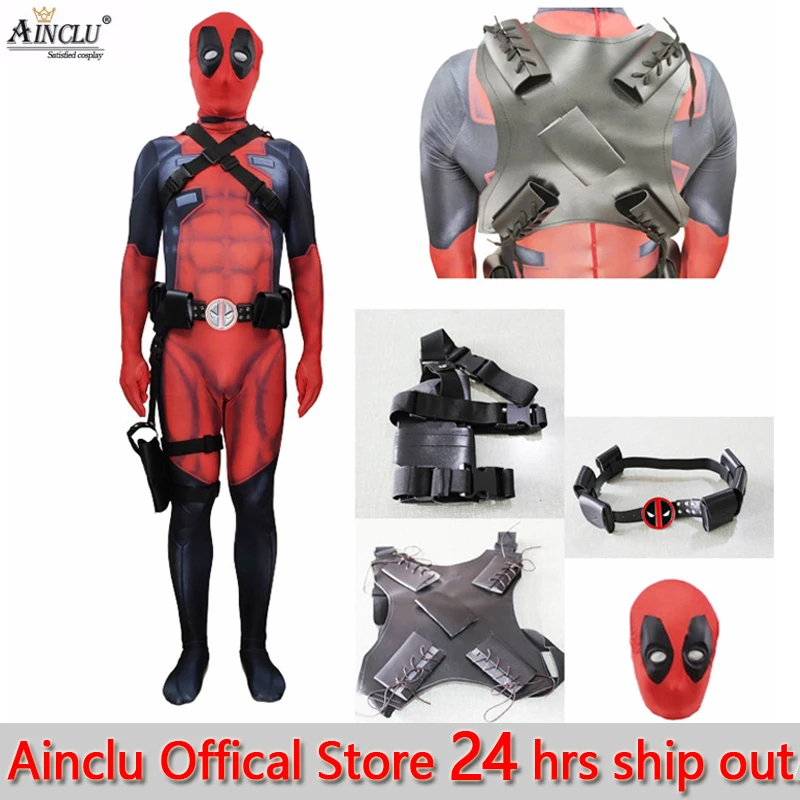 

New Ainclu Halloween Cosplay Full Body Deadpool 2 Costume Adult Digital Print Lycra Costume Kids Adults Deadpool 2 Costumes