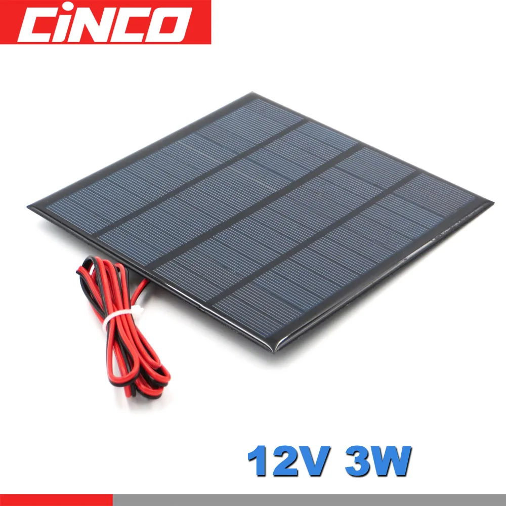 

12V 3WATT 250MA Solar Panel Portable Mini Sunpower DIY Module Panel System For Solar Lamp Battery Toys Phone Charger 12VOLT