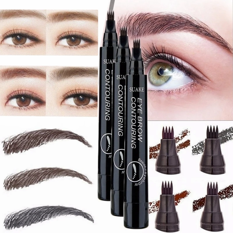 

4 Fork Tip Fine Sketch Enhancer Eyebrow Tattoo Pen Waterproof Microblading Eyebrow Tattoo Tint Henna Eyebrow Gel Makeup Tools