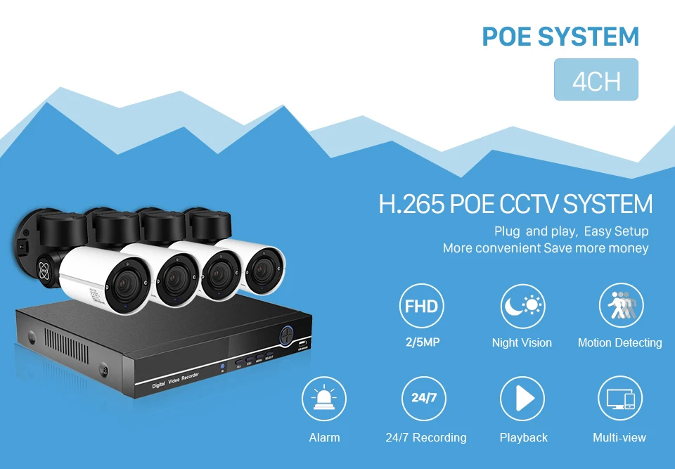 ANBIUX 4CH H.265 PTZ 5.0MP POE 4X Zoom NVR комплект системы видеонаблюдения ip-камера для наружного видеонаблюдения комплект наружного водонепроницаемого