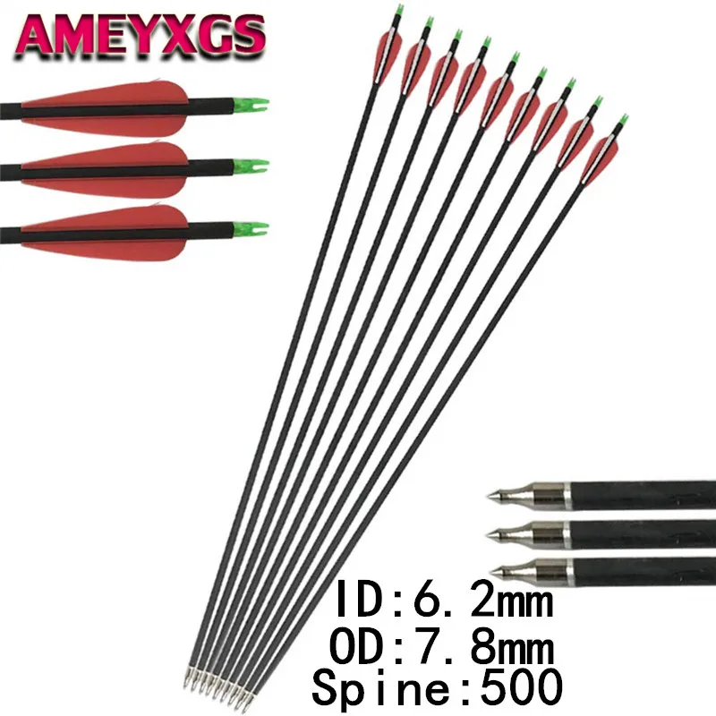 31.5'' Carbon Arrows With Removable Tips & Broadhead for Hunting Bow Archery 