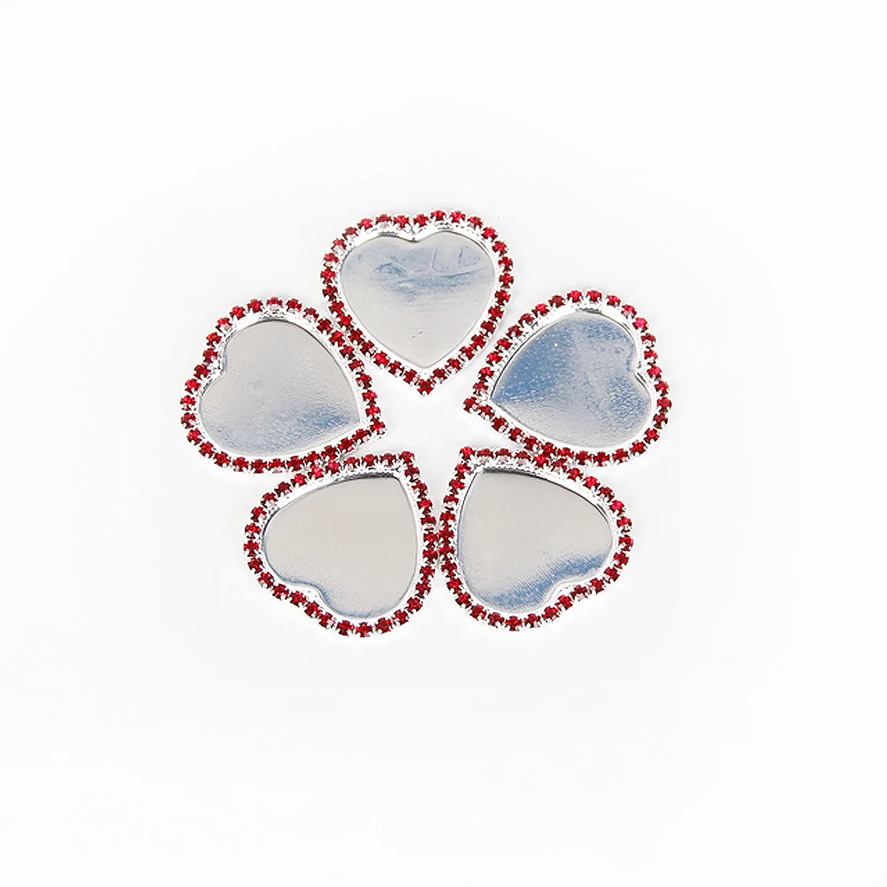 

david angie Inside:25*20MM Heart Love Shape Rhinestone Pedestal Buttons 5Pcs,DIY Holiday Christmas Decorations Crafts,5Y13251