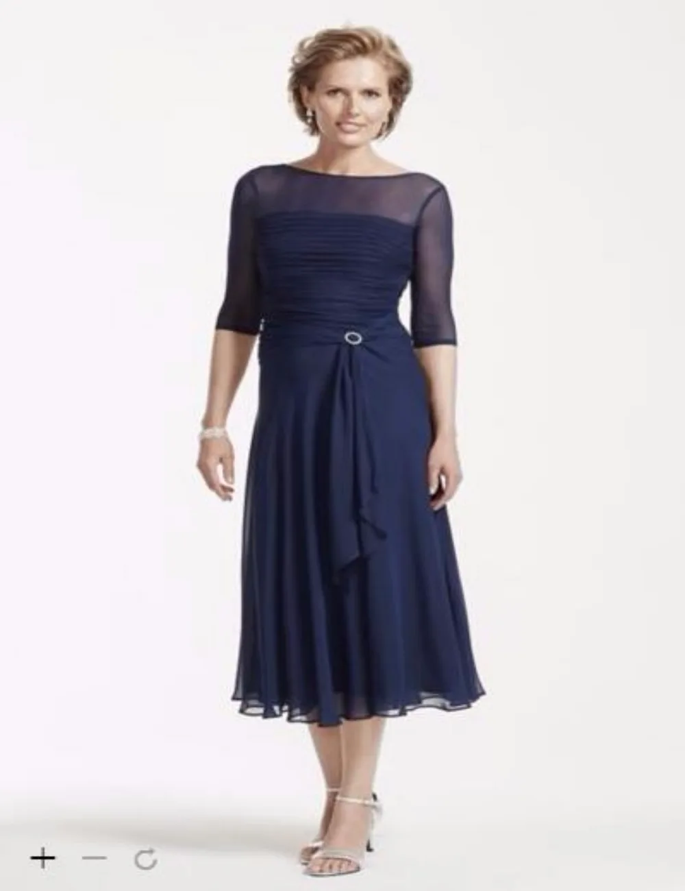 Mother Of The Bride Tea Length Dress 2016 A Line Tea Length Chiffon Mother of the Bride Dresses with Pleated