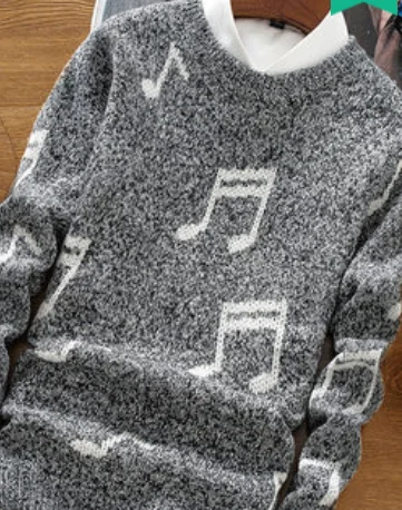 In the fall and winter of men's fashion knitwear fashion notes round neck sweaters - Цвет: 5