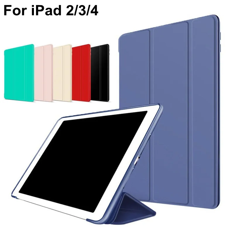 

Case For iPad 2/3/4 Case Silicone Soft Back Folio Stand With Auto Sleep/Wake Up PU Leather Smart Cover For iPad 2/3/4 Case