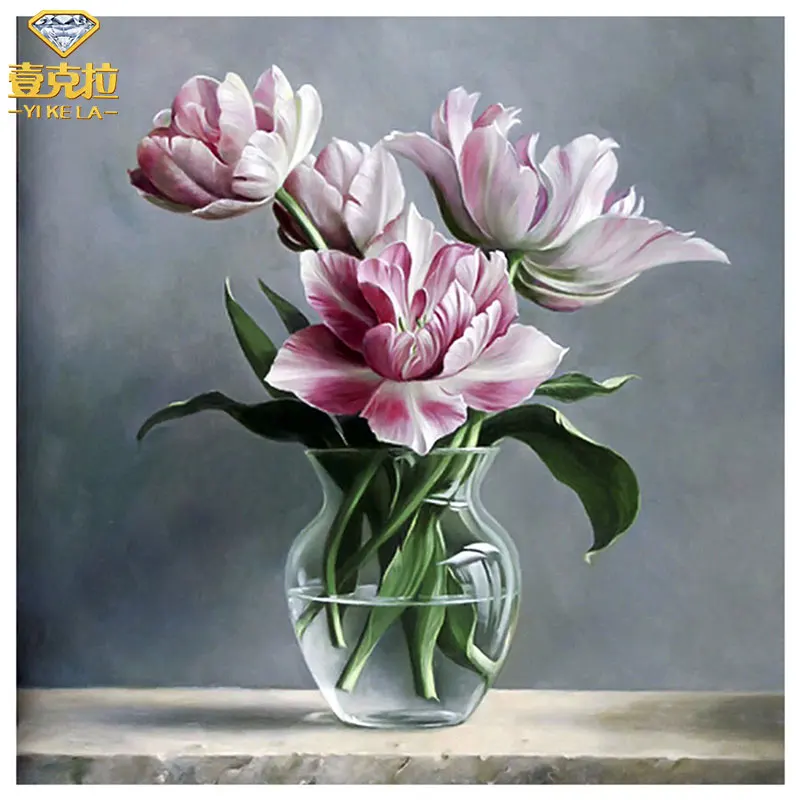 YIKELA Diy Diamond Painting Vase of peony Full Square Embroidery Cross Stitch Rhinestone Mosaic Decoration XF | Дом и сад