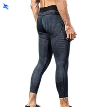 3D baskı erkek koşu tayt 3/4 sıkıştırma spor tayt spor salonu spor spor kapri yoga pantolonu buzağı uzunluğu kırpılmış pantolon