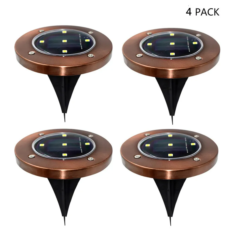 Solar Ground Lights, 8 LED Disk Light, in Ground Lights Outdoor, 4 Pack