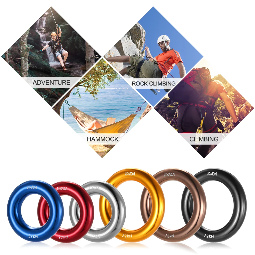 Lixada 22KN Rock Climbing Ring O ring Aluminum Rappel Ring Outdoor Tool Mountain Rock Climbing