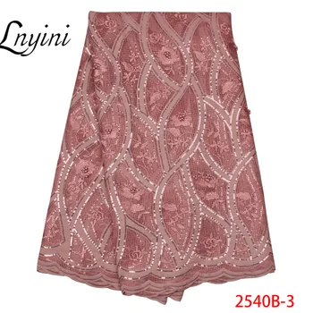 

Latest High Quality 2019 African French Cotton Lace Fabric Embroidered Nigerian Lace Fabric 5Yards Beaded Lace Fabric L2540B-1