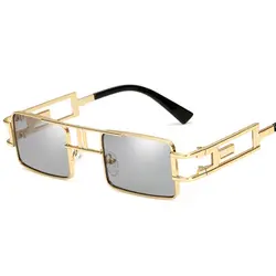 Модные очки стимпанк Винтаж квадратные металлические Элитный бренд дизайн Для мужчин Для женщин зеркало солнцезащитные очки UV400 оттенки