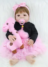 Full Silicone Body Reborn Girl Baby Like Real Doll Toys 55cm Newborn Princess Toddler Babies Dolls Birthday Gift Early Education