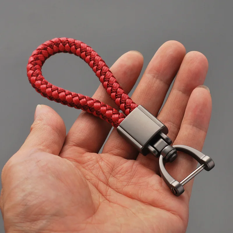 

2019 High-Grade Hand Woven Leather Car Key Chain 360 Degree Horseshoe Buckle Pendant Key Rings Holder Genuine Bag Pendant Gift