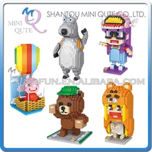 Mini Qute LOZ Kawaii Rilakkuma Dos Desenhos Animados porco Alrale Backkom urso Marrom Coony Sally modelo de plástico blocos de construção de brinquedo educativo