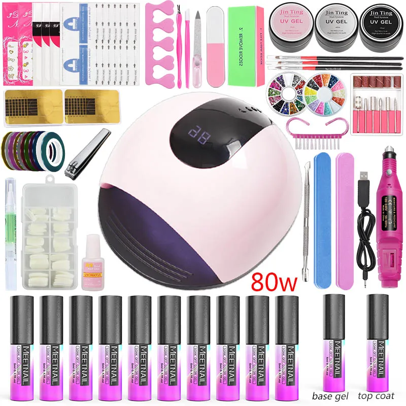 

Nail Polish Set 10 Color Polish Gel Acrylic 36w/48w/80w Led Uv Lamp for Manicure Set Nail Acrylic Kit Manicure Machine Tools