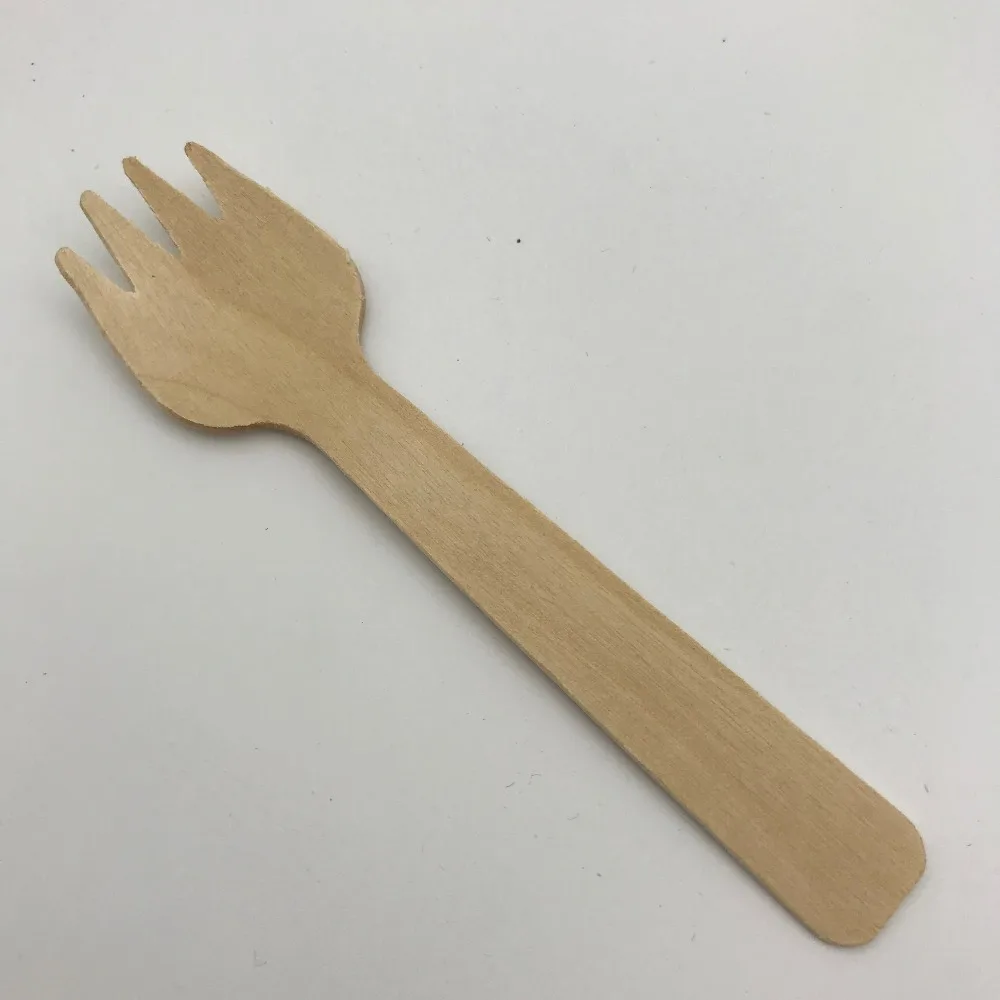 100pcs natural wood spork (spoon fork) 10cm/3.9inches in Forks from