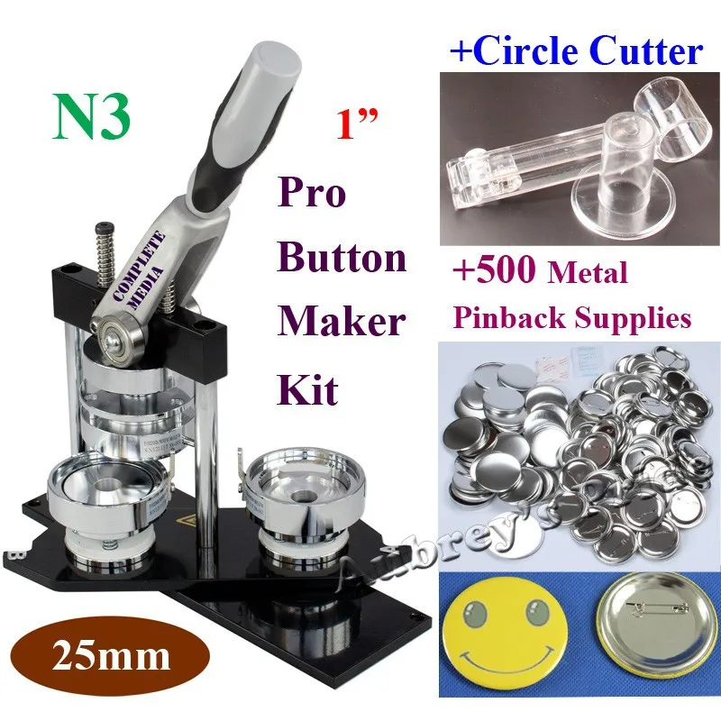 Pro N3 ": 25 мм машина для изготовления значков+ регулируемый круглый резак+ 500 наборов металлических кнопок Pinback поставки