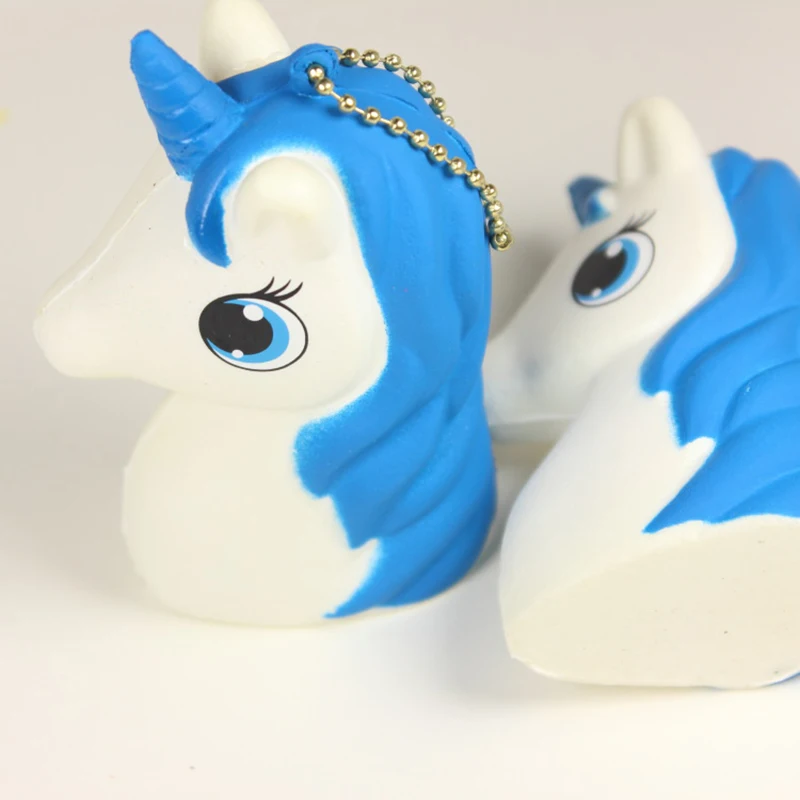 kawaii Squishy Jumbo 10.5cm Blue Unicorn Horse Squishy Slow Rising Stress Relief Toy Squeeze Phone Strap Squishi Kid Juguetes