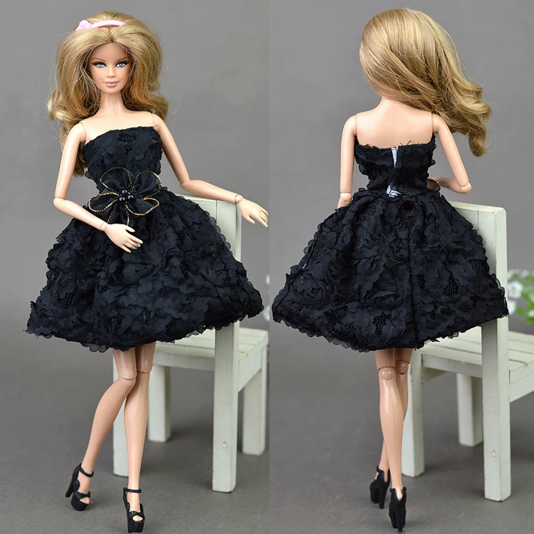 

2017 New Dress Black Rose Flower Ballet Skirt Evening Gown Outfit Clothes Doll Accessories Clothing For Toy Barbie Xinyi Doll
