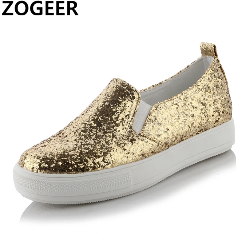 

Spring New Designer Sneakers Women Brand Wedge Heel Sequin Bling Glitter Platform Casual Shoes Female Ladies Shoes Woman