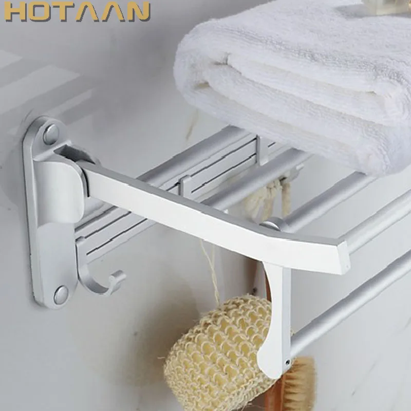 

Bathroom towel holder, Foldable towel rack,50cm and 40 cm size oxidation aluminium towel rack with hooks YT-4018