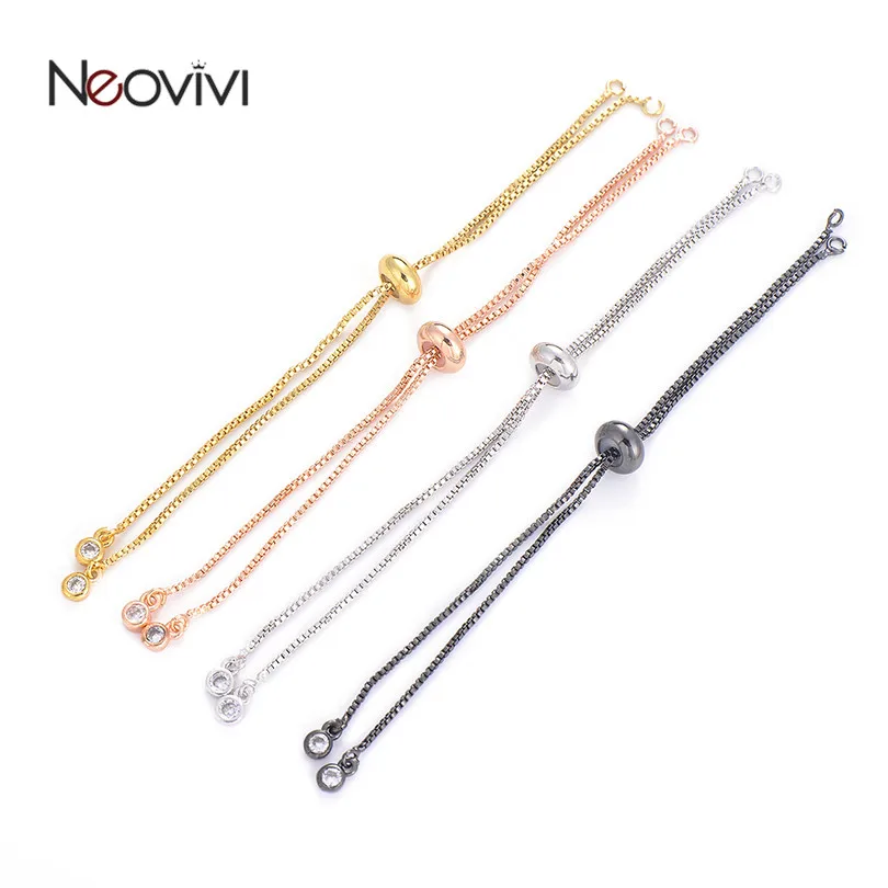 

Neovivi 5pcs/lot Copper Link Slider Chain for Jewelry Making DIY Wholesale Extender Adjustable Chains for Bracelets Handmade