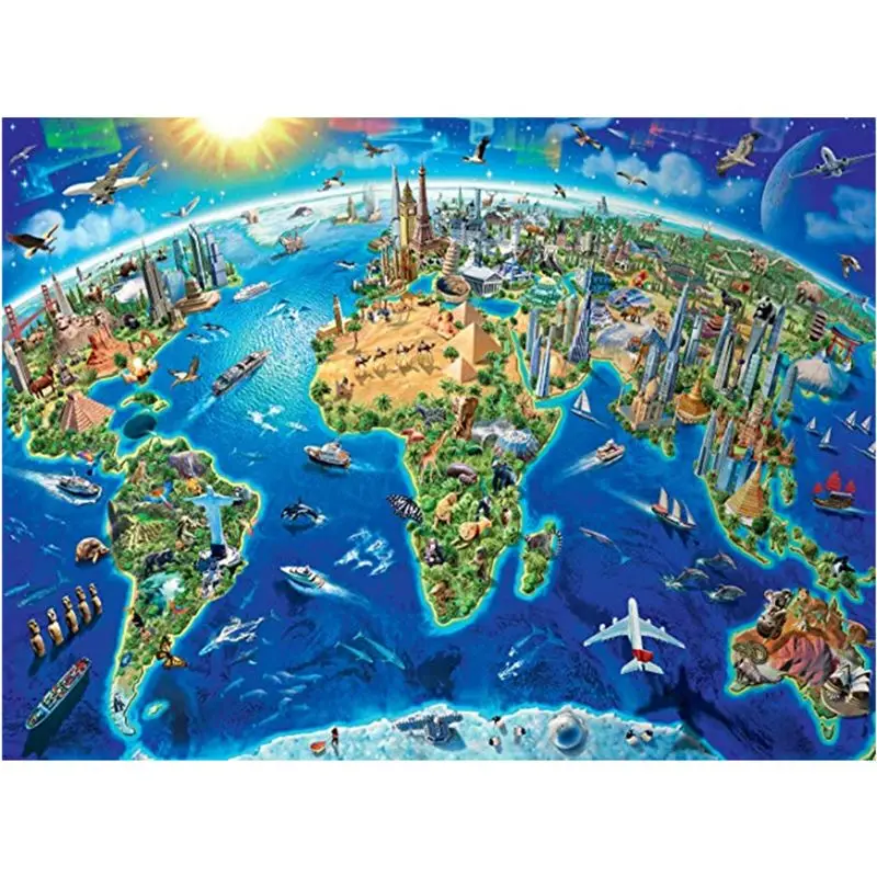 

World Landmarks Map-1000 Piece Jigsaw Puzzle For Kids Every Piece is Unique Pieces Fit Together Perfectly