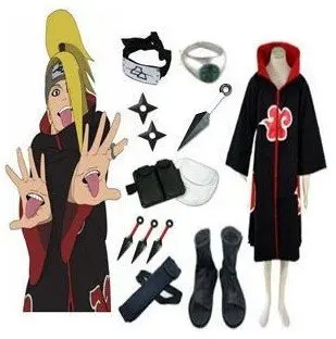 

Anime Naruto Cosplay - Apparel Naruto Akatsuki Deidara Cosplay Costume Set With All accessories Men Women Halloween Clothing