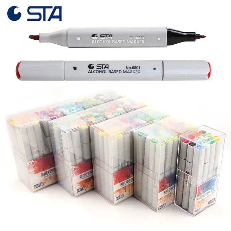 

STA 6801 Twin Alcohol Art Marker Artist Comic Journal Pens 12/24/36/48/60 Architectural/Landscape Sketch Markers for Children