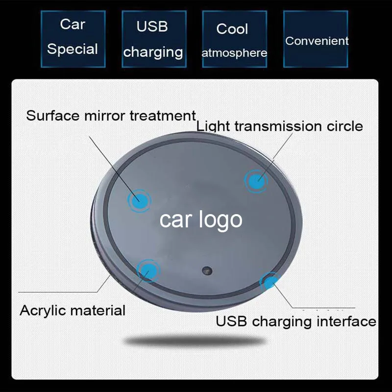 USB зарядка держатель для напитков Цветной Автомобильный воды с логотипом