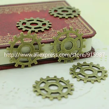 

Sweet Bell Free shipping 50pcs 25mm Antique Bronze Vintage Metal Alloy Gear Charms Jewelry Findings Fit Diy Jewelry Making