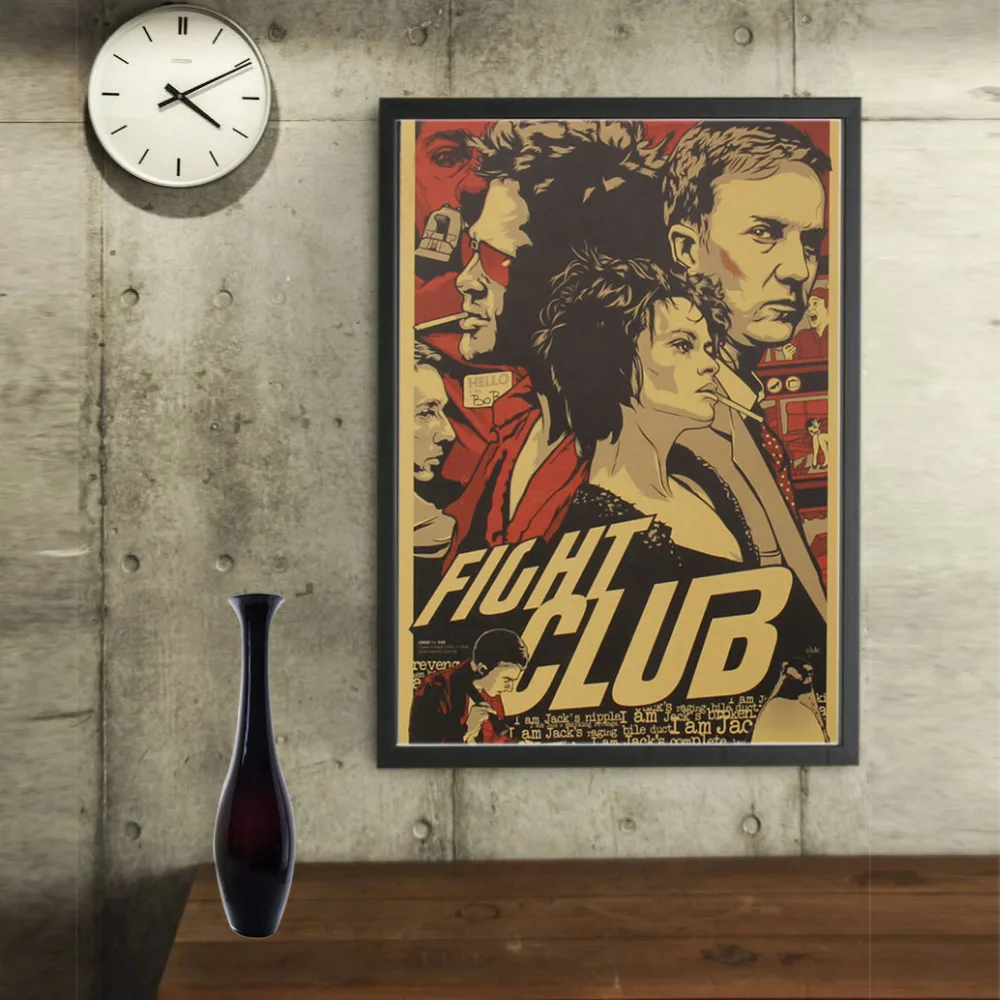 TIE LER Fight Club, крафт-бумага, плакат, фильм, винтажный бумажный плакат, ретро искусство, украшение стены, наклейка на стену, 51,5X35 см