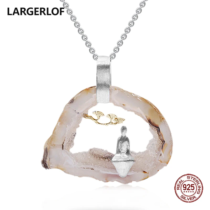 LARGERLOF 925 Sterling Silver Pendant Necklace Women Necklaces Pendants Handmade Fine Jewelry 925 Silver Pendant PD49009