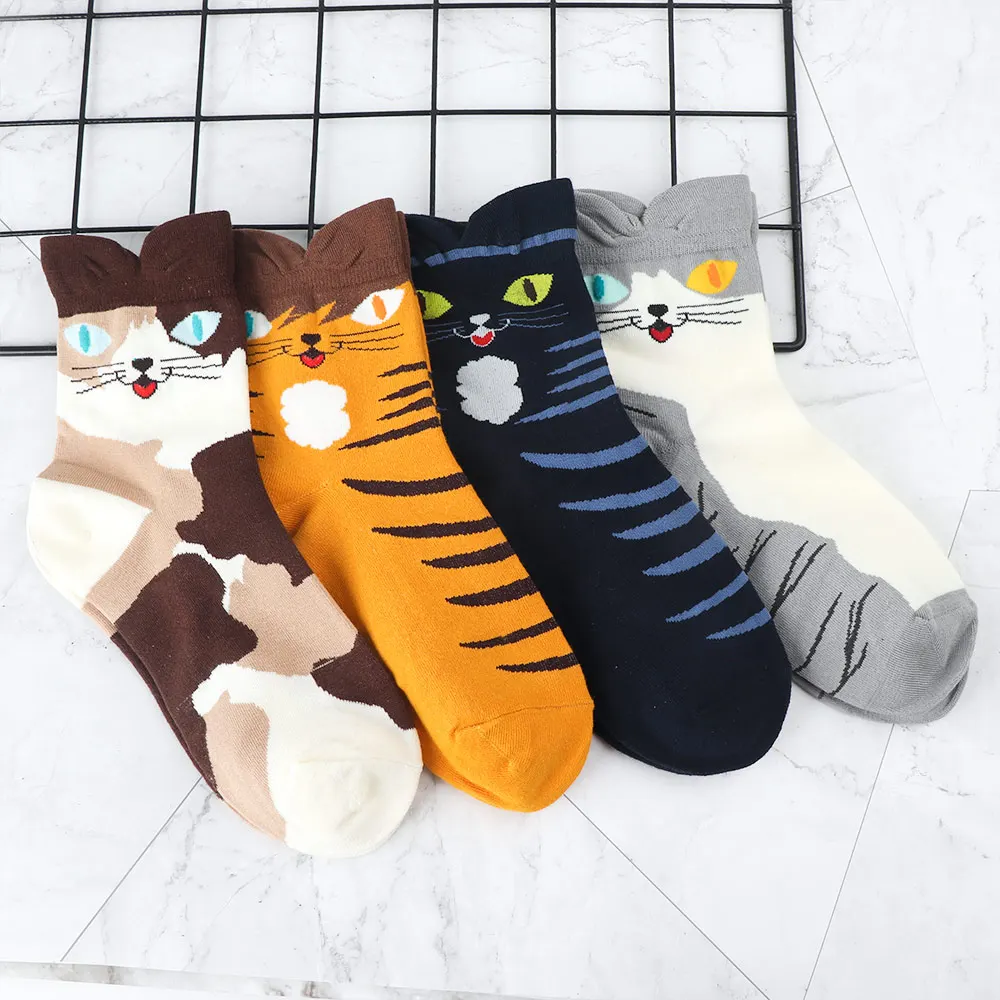 

Women Cartoon Cat Animal Cotton Socks Art Female Character Short Socks Hipster Fashion Animal Print Ankle Socks