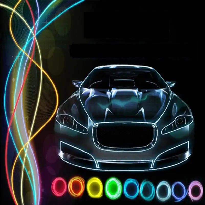 Car Decor Light Strip 3M Neon Light Dance Party Decor LED Flexible Wire