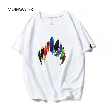 

MOINWATER Lady Summer Cotton T-shirts Vogue Women Casual Cotton Tees Short Sleeve Female Comfortable Tshirt Tops MT1903