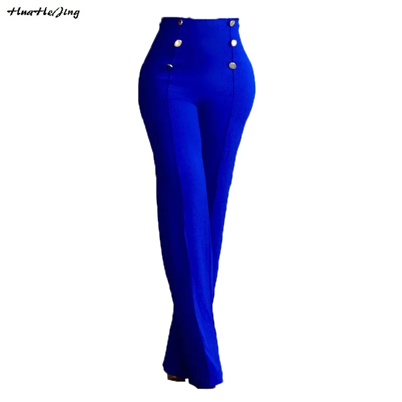 

HuaHeJing 2017 Fashion Pants Women Wide Leg Pant High Waist Double Button Pantalon Femme Trousers Plus Size S-XXL