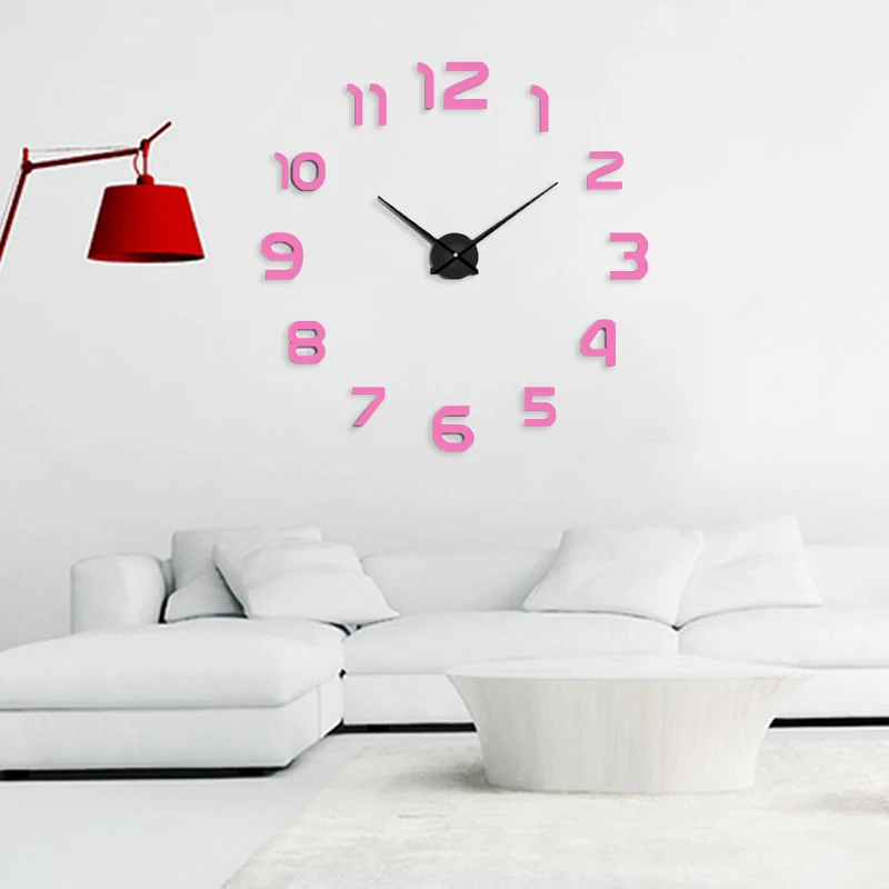 Настенные часы Идеальные DIY современный дизайн большая цифровая наклейка немой акриловый металлический зеркальный часы по размеру стены Изменение размера