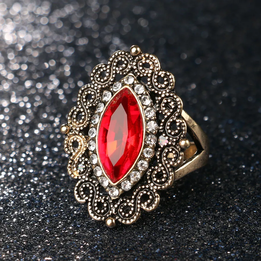 Kinel Модные Винтажные Свадебные Кольца для женщин античное золото цвет белый кристалл кольцо Рождественский подарок