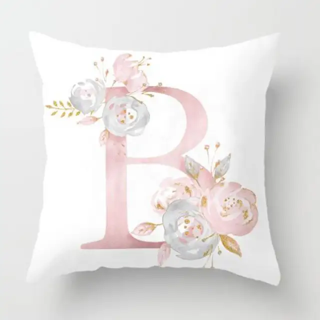 Фото декоративная подушка 45x45 см с розовыми буквами + чехол подушки