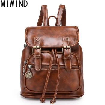 

High Quality Vintage Fashion Casual Leather Women Men Backpack for Teenage Girls Fashion Large School Bags mochila TLP1507