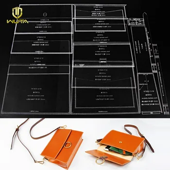 

WUTA 825 Acrylic Template Leather Pattern Set Leathercraft Model for DIY Women Messenger Bag Lady Crossbody Bag Handmade Gift
