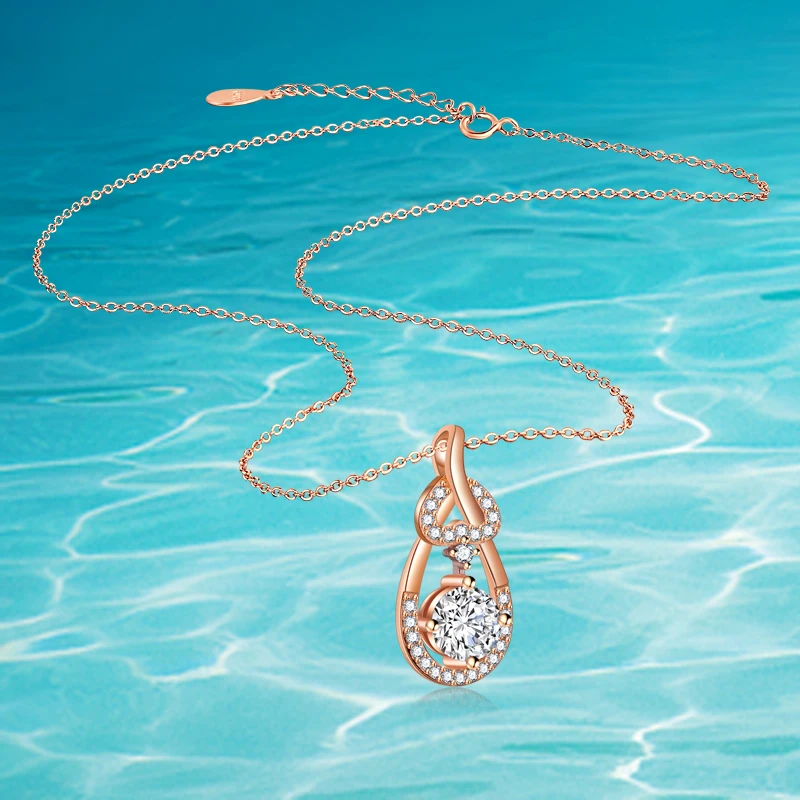 

Luxury zircon real 925 sterling silver water drop pendant necklace, fashion accessories women fine jewelry gold charm necklace