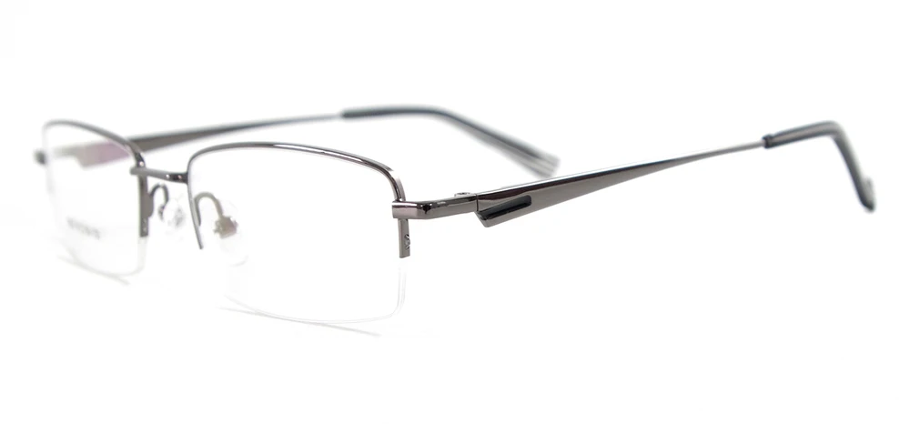 Металлические прямоугольные очки, полуоправы, оправы для очков, мужские модные очки для чтения при близорукости - Цвет оправы: Серый
