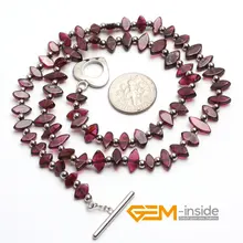 4X8MM Eye Shape Natural Garnet Stone Necklace 16 5 Inches font b Birthstone b font Of