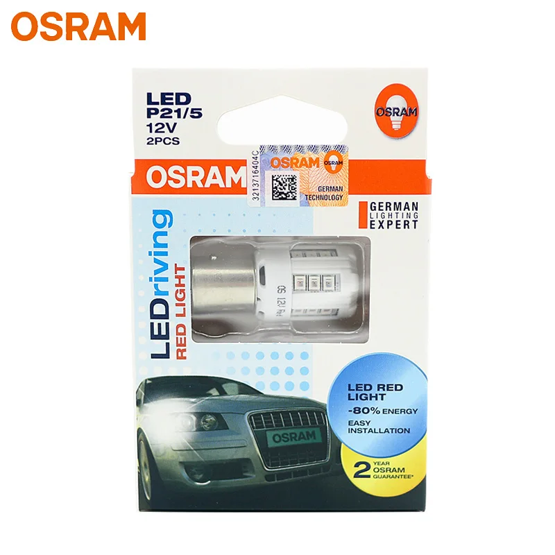 OSRAM СВЕТОДИОДНЫЙ riving Стандартный подходящий светодиодный S25 P21/5 W 1457R красный цвет Автомобильный сигнальный светильник поворота Противотуманные фары лампы заднего хода(две