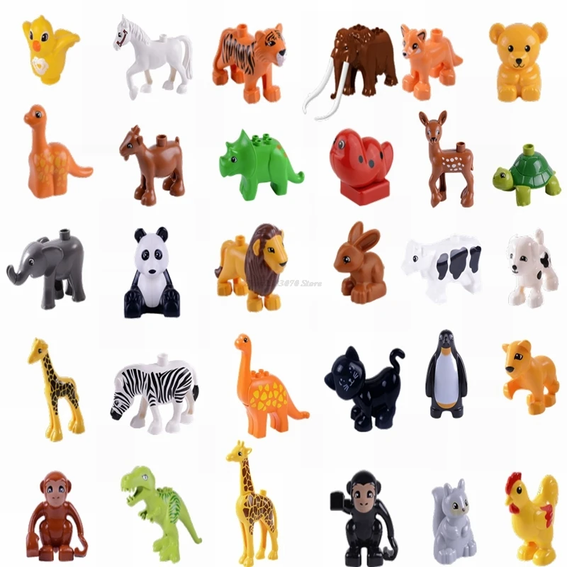 Locking Duplo игрушки животных Черепаха обезьяна панда Сика олень лошадь собака слон