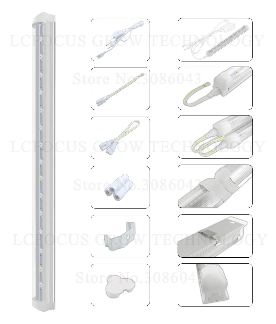 Lcfocus ЕС T8 светодио дный светать 45 Вт красный 660nm и синий 440nm 3 Вт растут светодио дный Вход Напряжение 85-265 В для гидропоники детская палатка